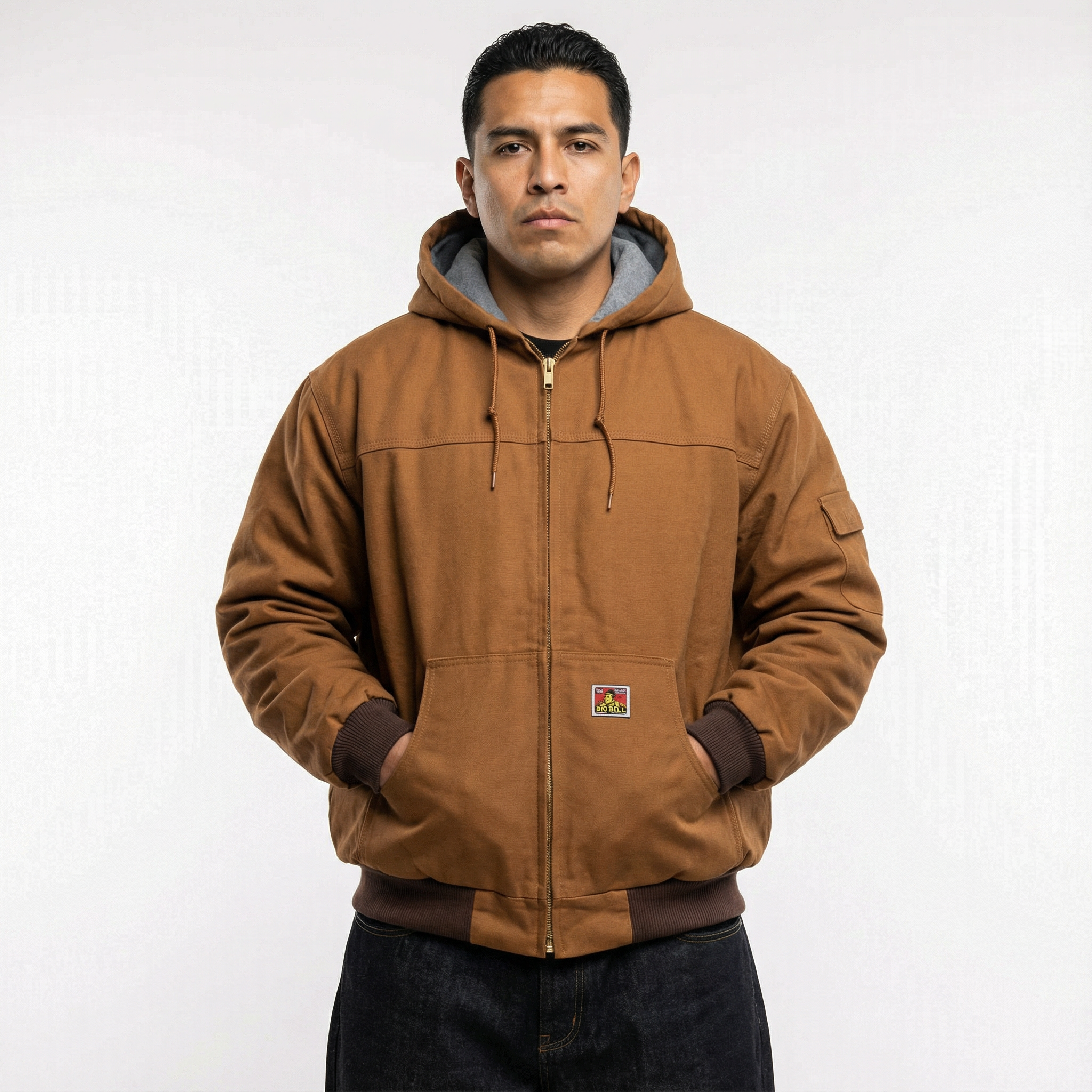 BEN DAVIS Canvas Full-Zip Hooded Jacket
